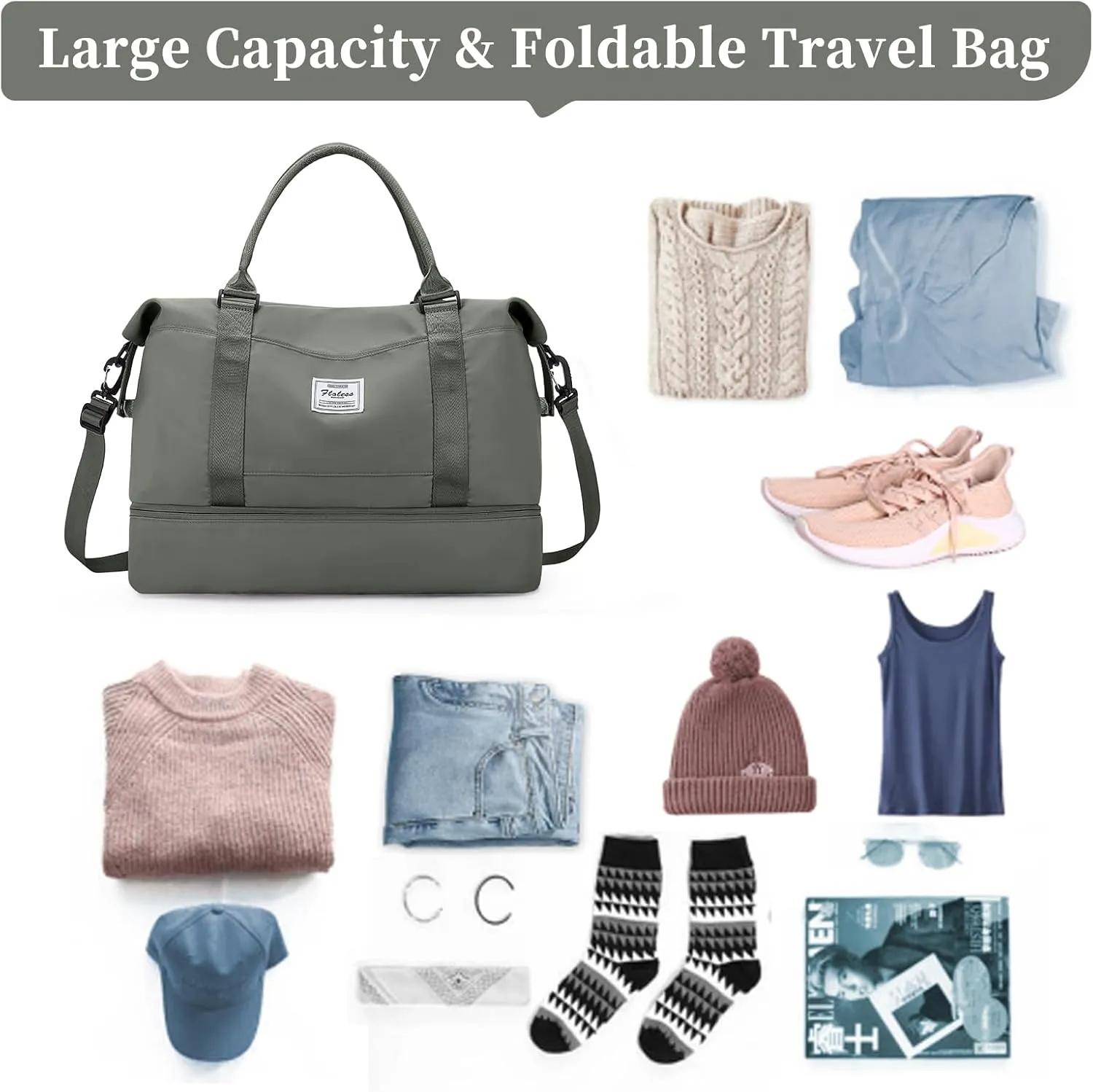 SYCNB Weekender Bags for Women,Personal Item Travel Bag with Shoes Compartment,Overnight Travel Duffel Bag,Gym Bag