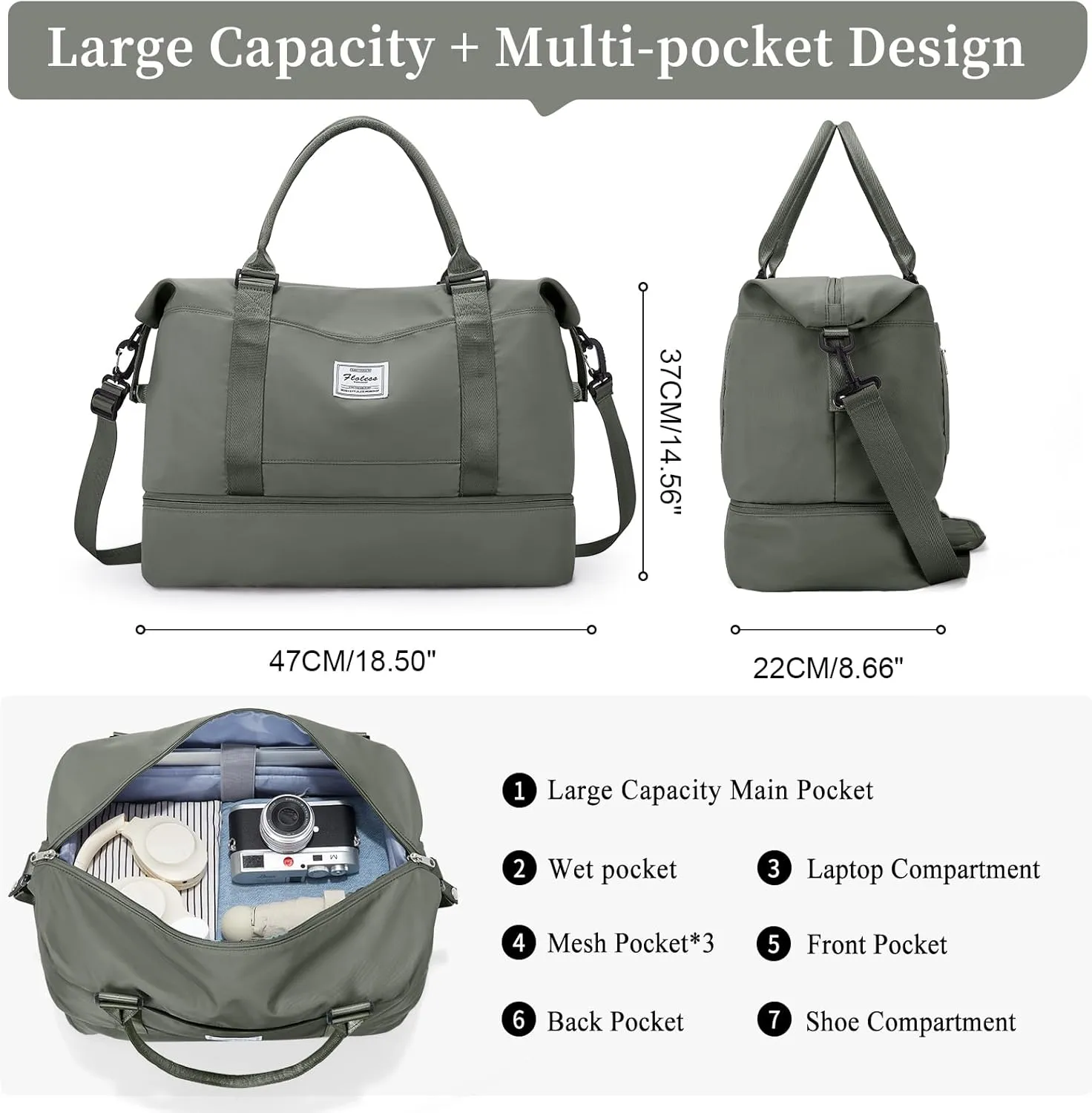 SYCNB Weekender Bags for Women,Personal Item Travel Bag with Shoes Compartment,Overnight Travel Duffel Bag,Gym Bag