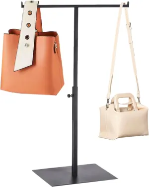T Shaped Purse Display Stand, Adjustable Height Stainless Steel Countertop Jewelry/Scarf/Handbag Display Stand for Boutique Store,Matte Black
