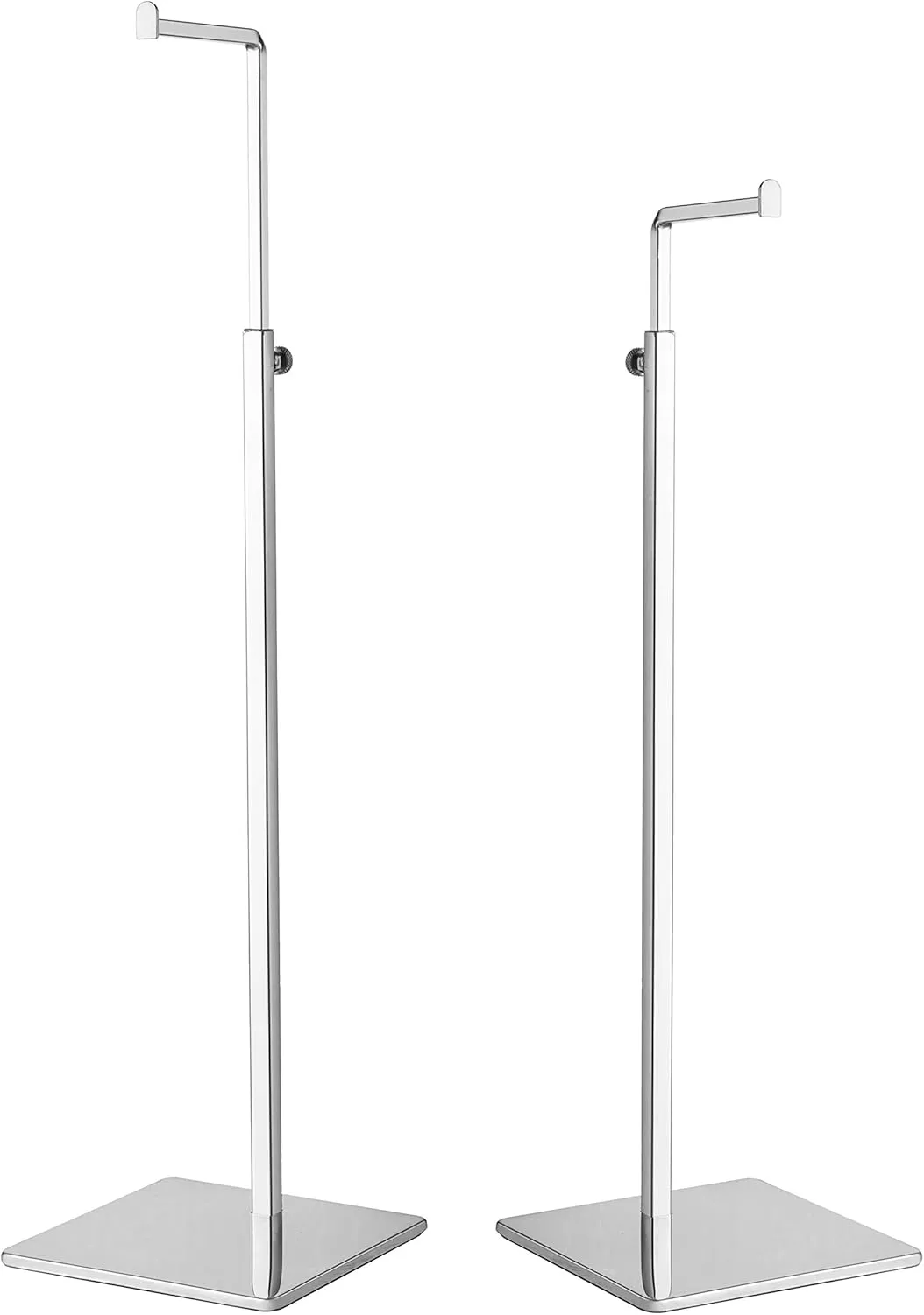 Tabletop Chrome Purse Display Stand - 2 Pack Polished Silver Counter Adjustable Height Handbag Display Stand- Single Hanging Hook Bag Display