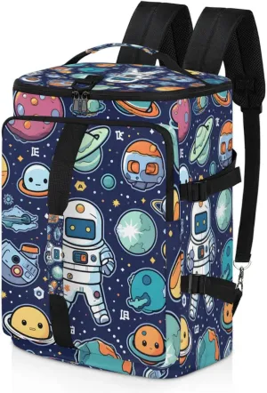 Tactical Sports Duffle Bag for Travel Waterproof Gym Bag with Shoe Compartment 48L Carry On Luggage for Men & Women 3-in-1 Durable Travel Luggage Astronaut Cartoon