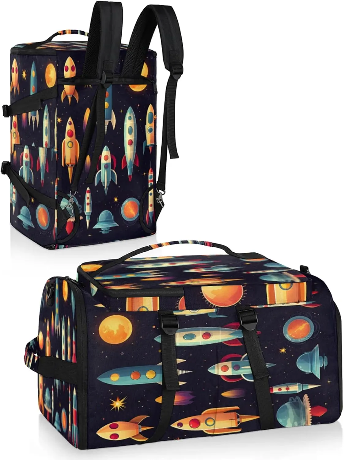 Tactical Sports Duffle Bag for Travel Waterproof Gym Bag with Shoe Compartment 48L Carry On Luggage for Men & Women 3-in-1 Durable Travel Luggage Full Space Ship