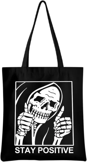 Tarot Gothic Skull Tote Bag - Funny Gifts for Goths, Skeleton Reusable Grocery Bag, Witchy Halloween Weekender Bag
