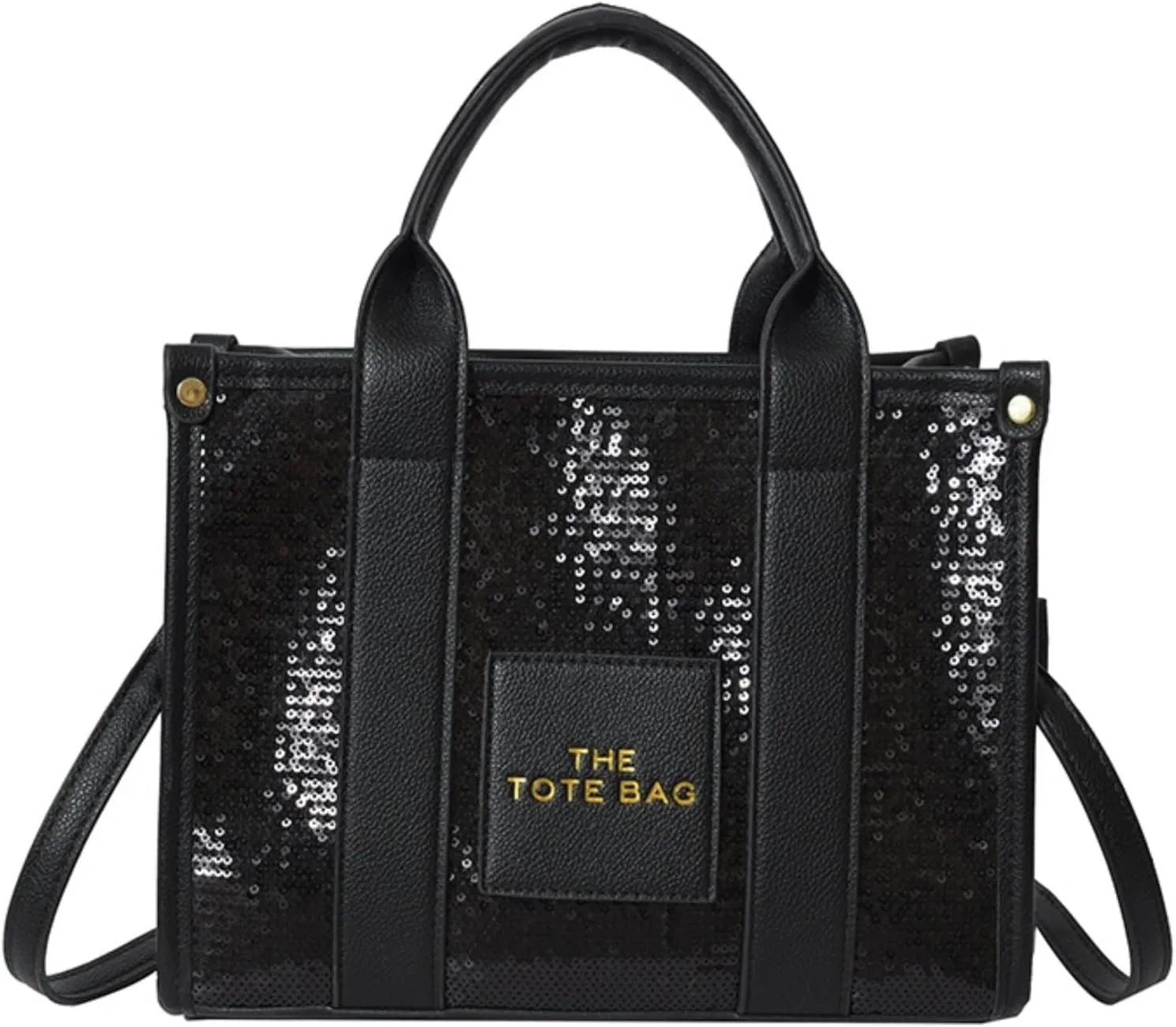 The Tote Bag for Women,Shining Leather Tote Bag with Zipper,Trendy Sequin Crossbody Purse,Top Handle Handbags,Blue