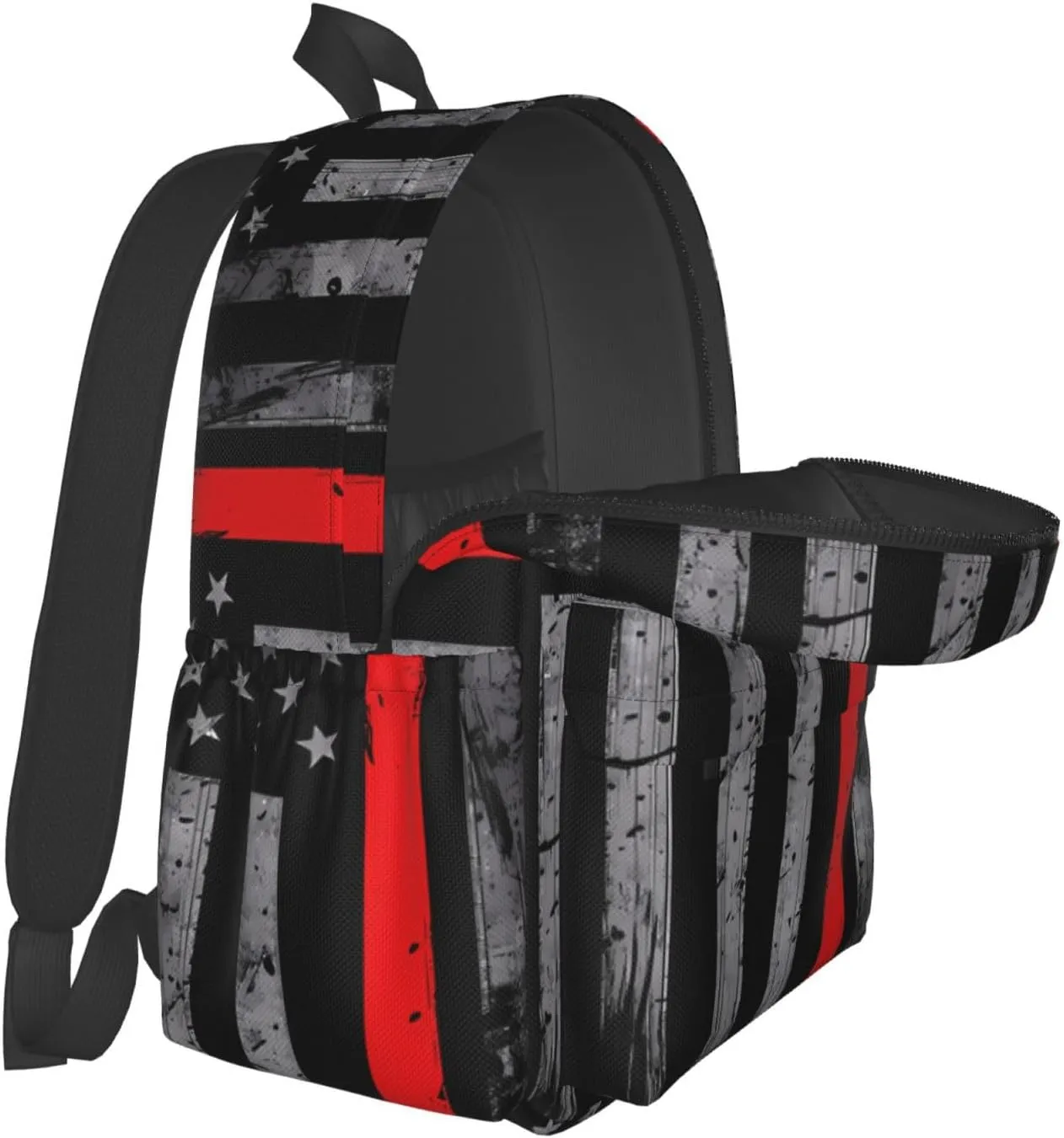 Thin Red Line American Flag Firefighter Backpacks 15 Inch Laptop Backpack Multipurpose Double Shoulder Bag for Men Women Gifts