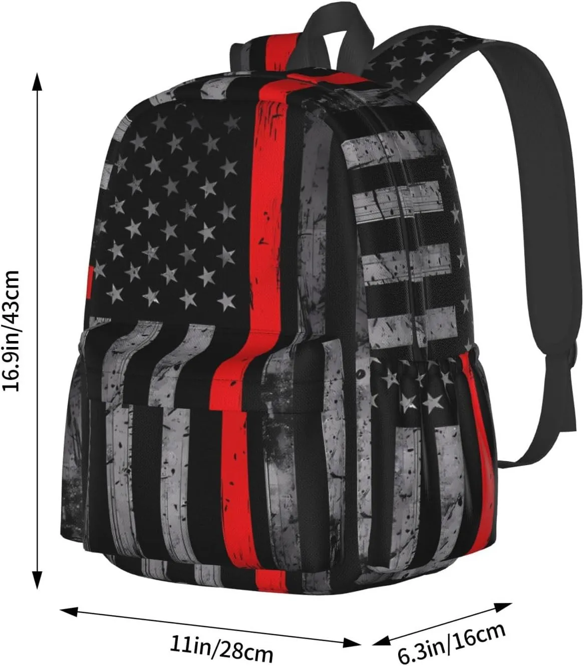 Thin Red Line American Flag Firefighter Backpacks 15 Inch Laptop Backpack Multipurpose Double Shoulder Bag for Men Women Gifts