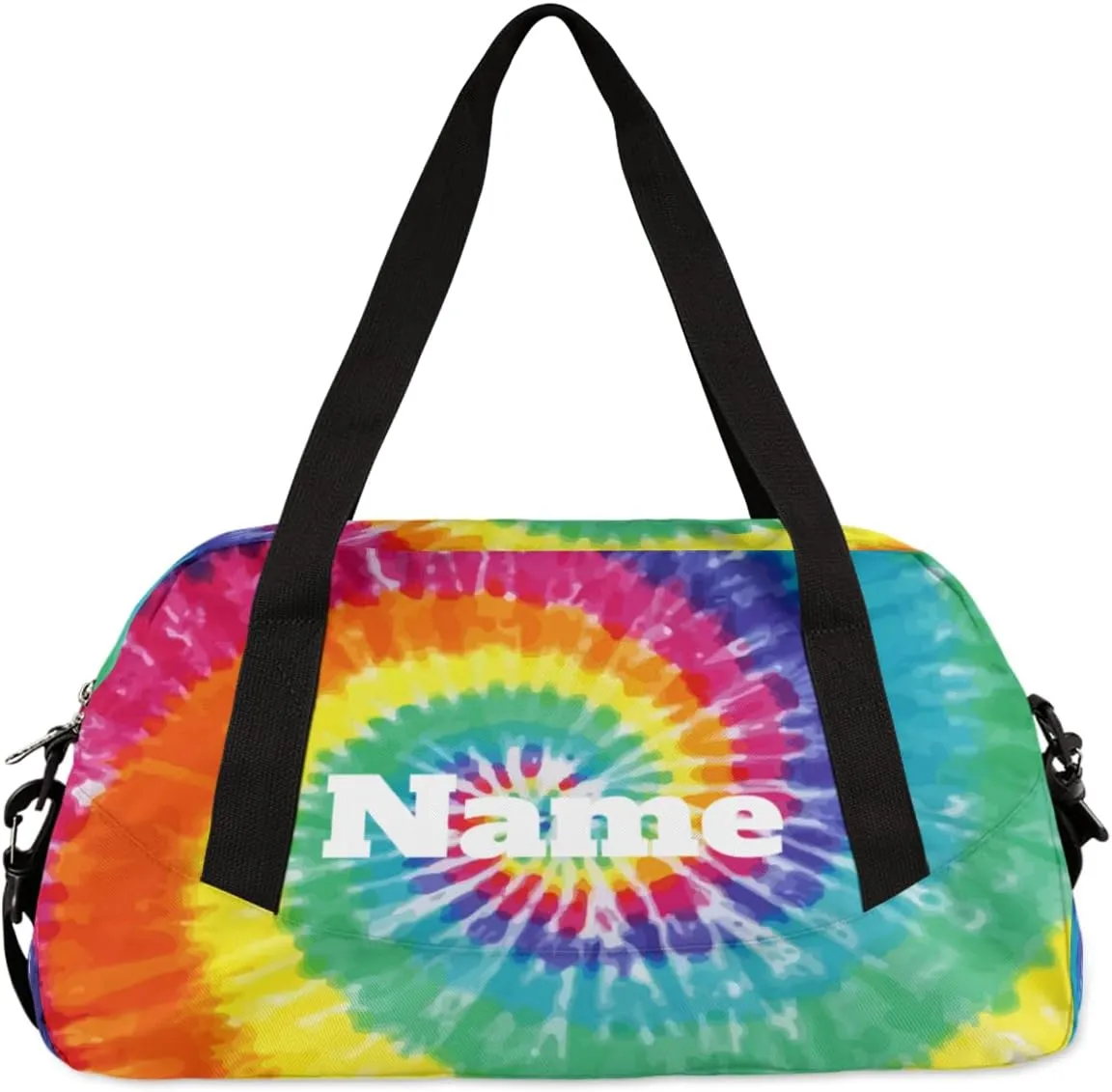 Tie Dye Background Custom Name Kids Duffel Bags Personalized Customized Sports Gym Bag Girls Dance Bag Tote Overnight Weekender Sleepover Carry On Travel Bag for Boys Girls