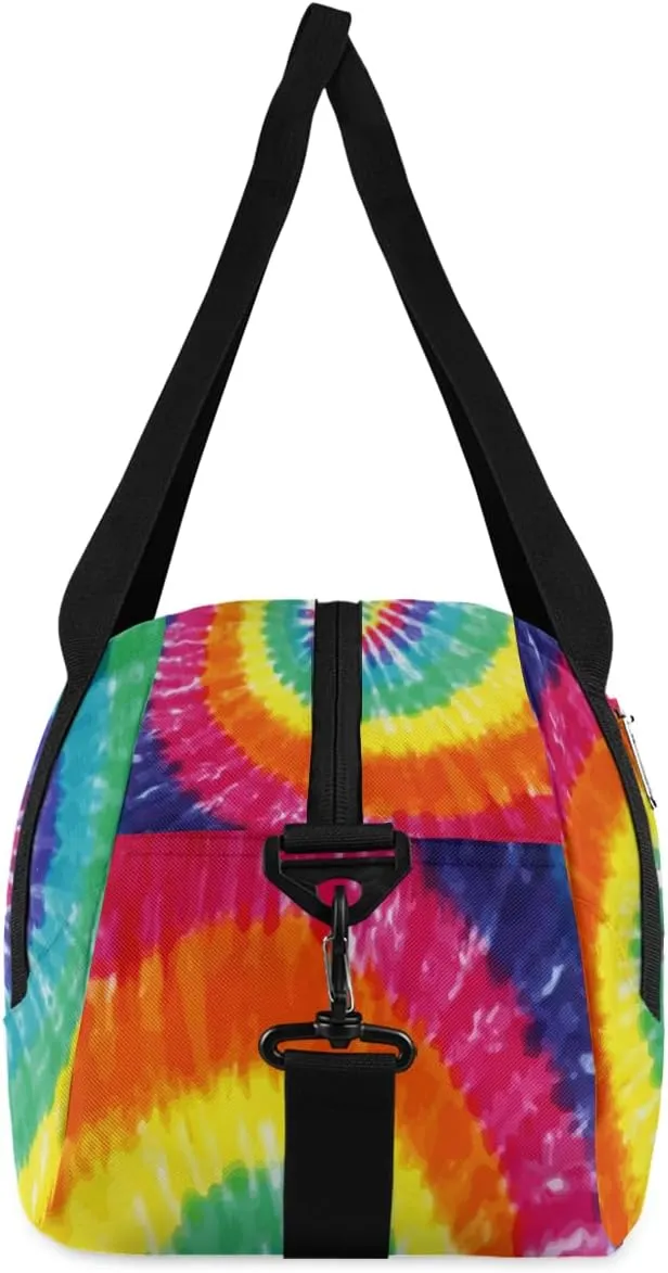 Tie Dye Background Custom Name Kids Duffel Bags Personalized Customized Sports Gym Bag Girls Dance Bag Tote Overnight Weekender Sleepover Carry On Travel Bag for Boys Girls