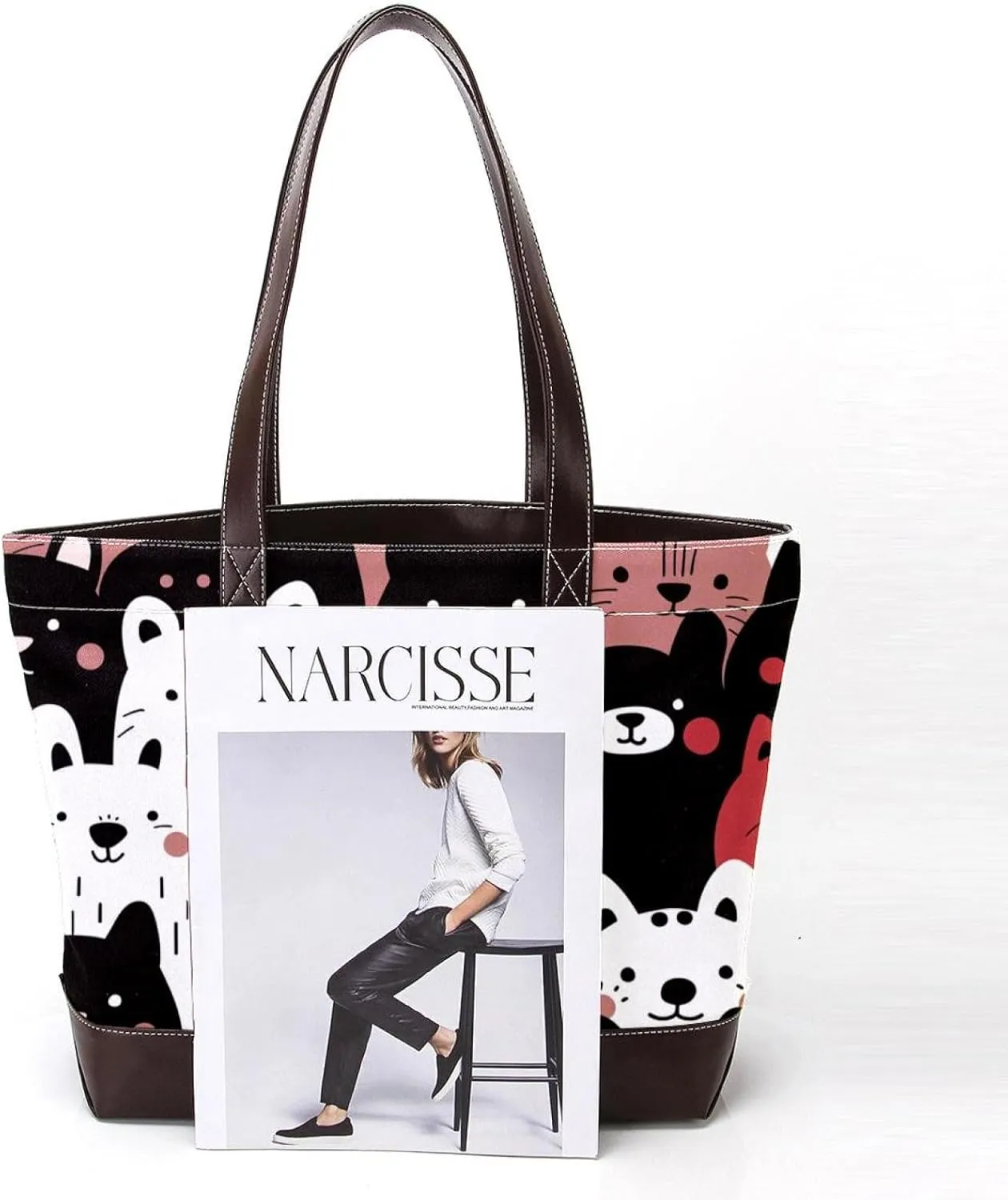 Tote Bag for Women, Large Tote Bags for Women, Women's Tote Handbags, Sheep Cat Dog Cartoon Animal, Totes for Women