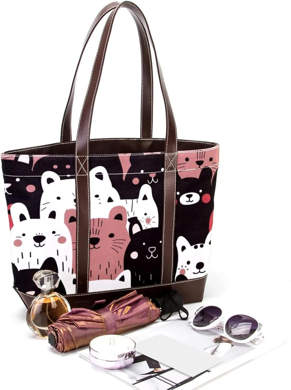 Tote Bag for Women, Large Tote Bags for Women, Women's Tote Handbags, Sheep Cat Dog Cartoon Animal, Totes for Women