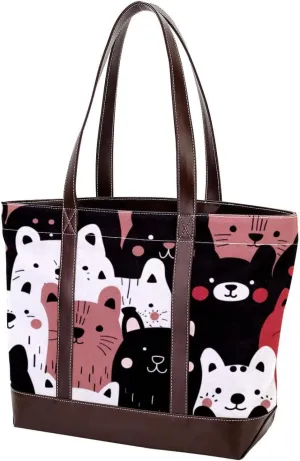 Tote Bag for Women, Large Tote Bags for Women, Women's Tote Handbags, Sheep Cat Dog Cartoon Animal, Totes for Women
