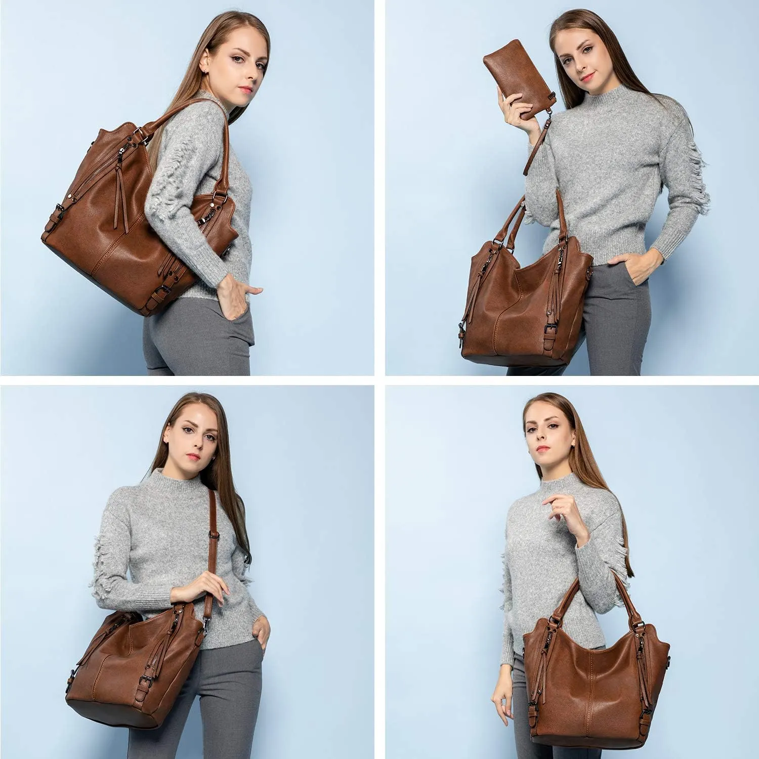 Tote Bag for Women PU Leather Shoulder Bags Fashion Hobo Bags Large Purse and Handbags with Adjustable Shoulder Strap