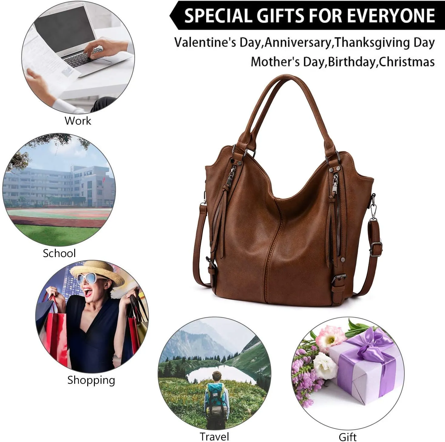 Tote Bag for Women PU Leather Shoulder Bags Fashion Hobo Bags Large Purse and Handbags with Adjustable Shoulder Strap