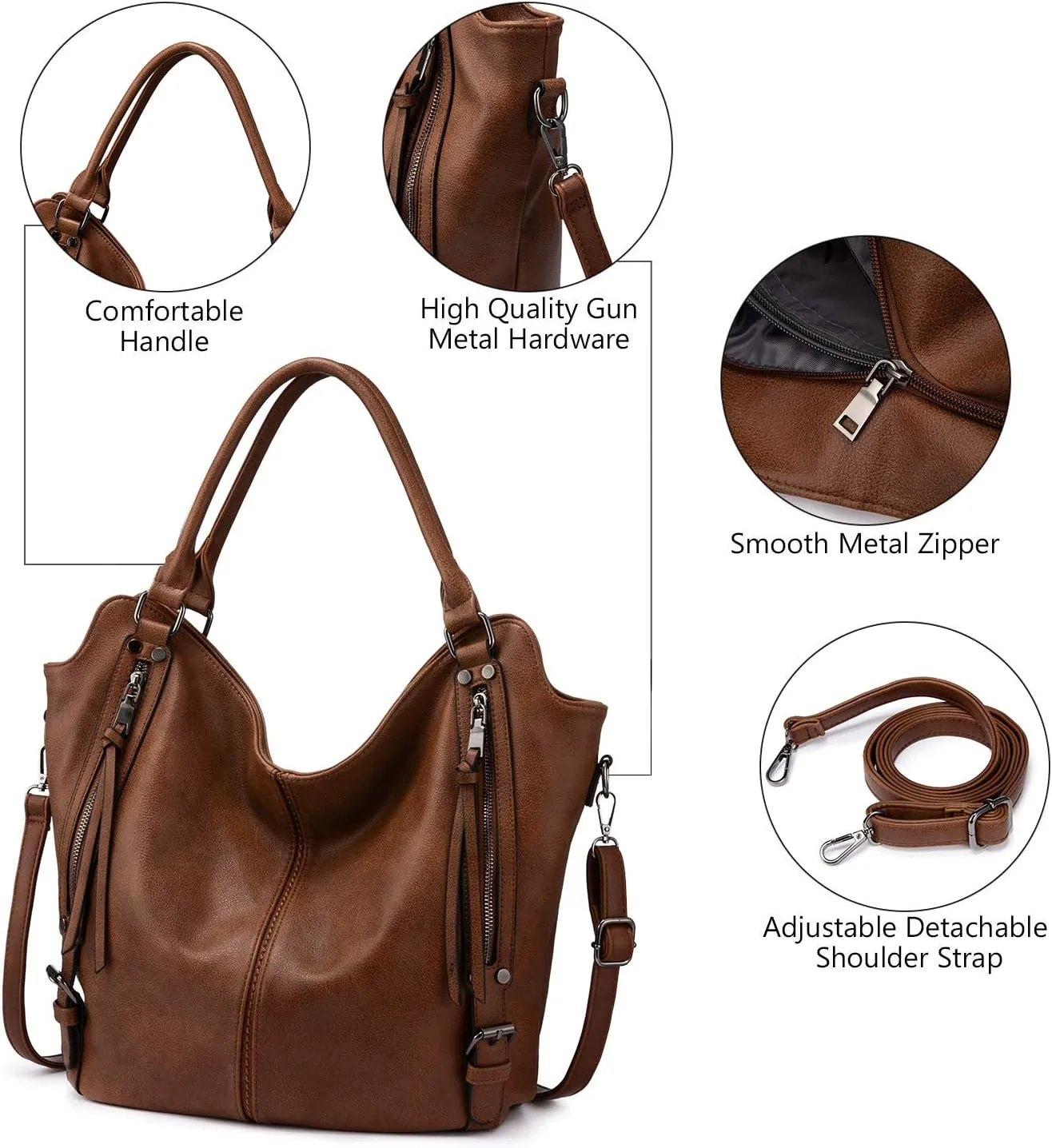 Tote Bag for Women PU Leather Shoulder Bags Fashion Hobo Bags Large Purse and Handbags with Adjustable Shoulder Strap