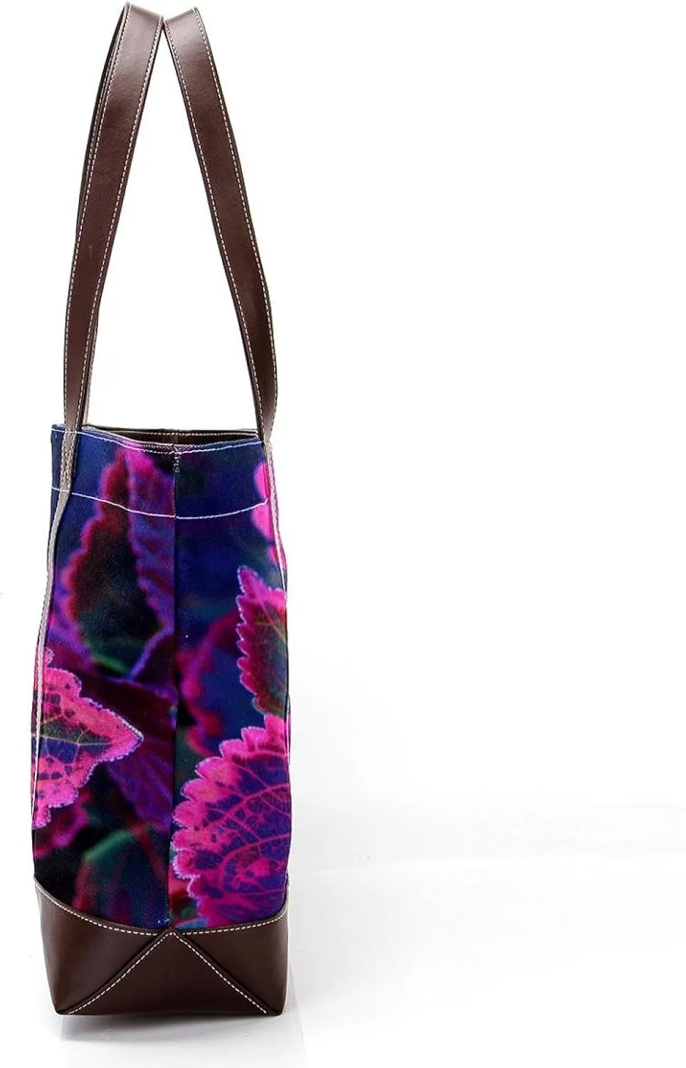 Tote Bag, Large Tote Bag, Tote Bag with Zipper, Modern Botanical Pattern Purple Leaves, Totes for Women