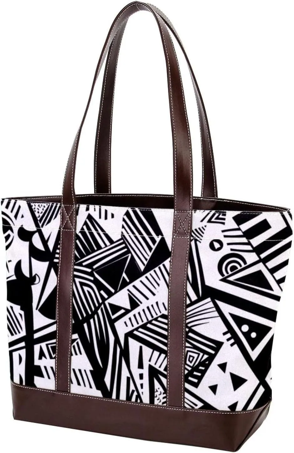 Tote Bag, Large Tote Bags for Women, Women's Tote Handbags, Modern Black White Geometric Ethnic Tribal, Totes for Women
