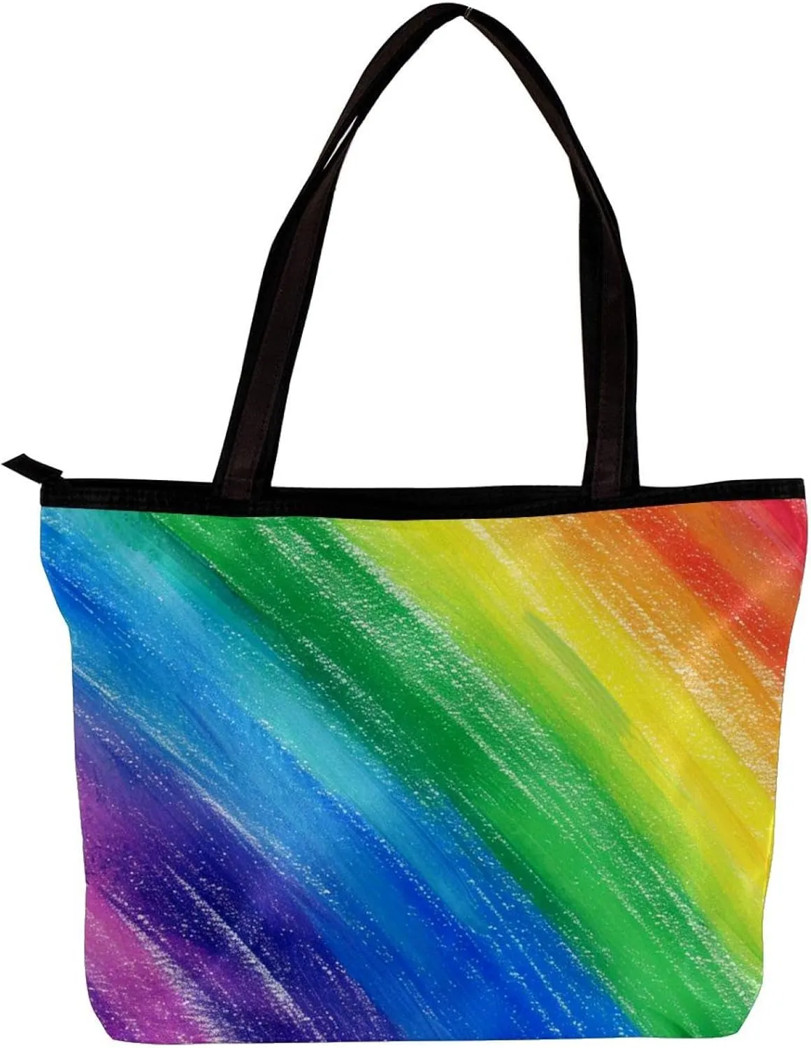 Tote Bags, Large Tote Bags for Women, Tote Bag with Zipper, Rainbow Modern Abstract Minimalist Pattern, Totes for Women