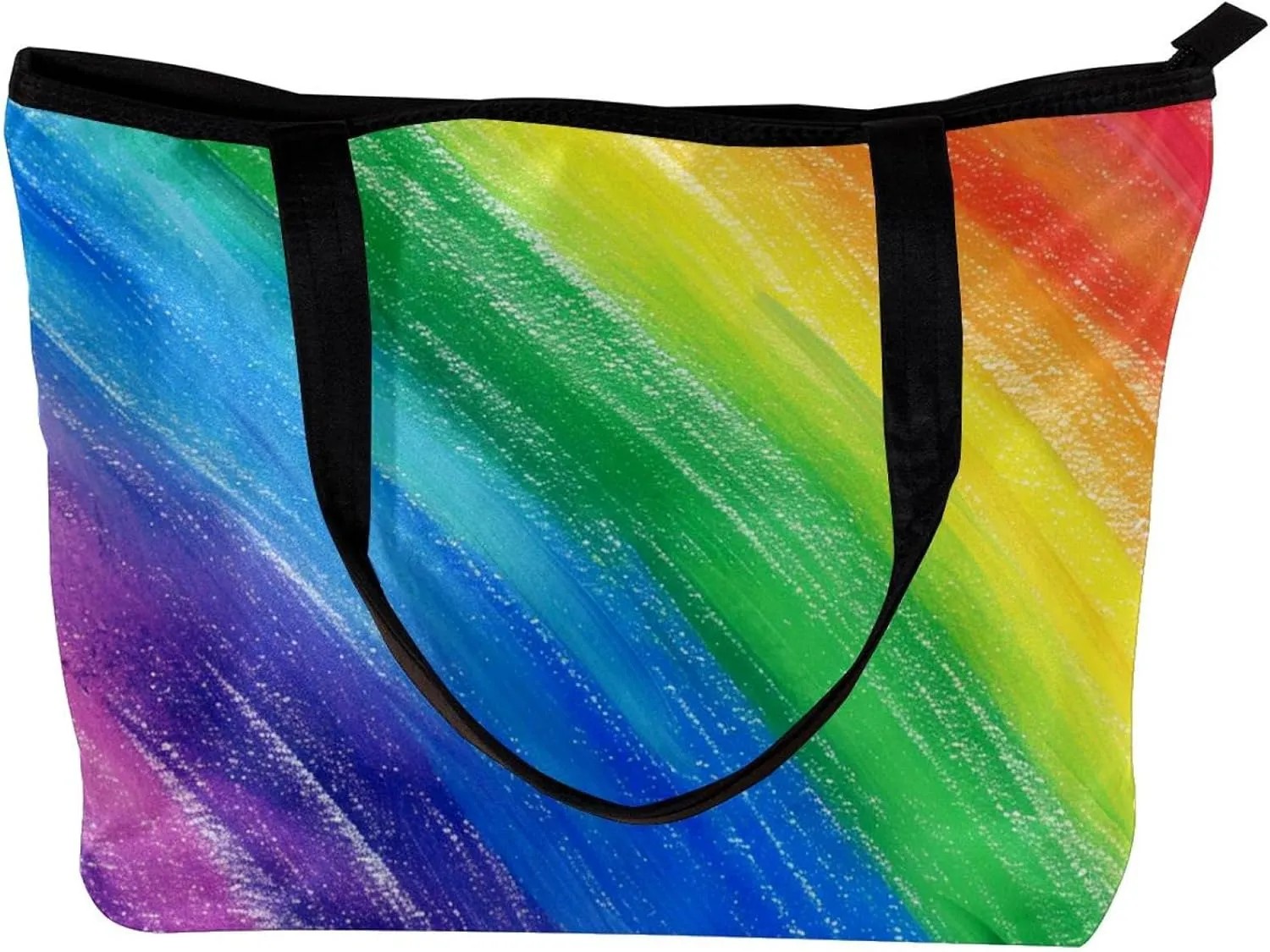 Tote Bags, Large Tote Bags for Women, Tote Bag with Zipper, Rainbow Modern Abstract Minimalist Pattern, Totes for Women