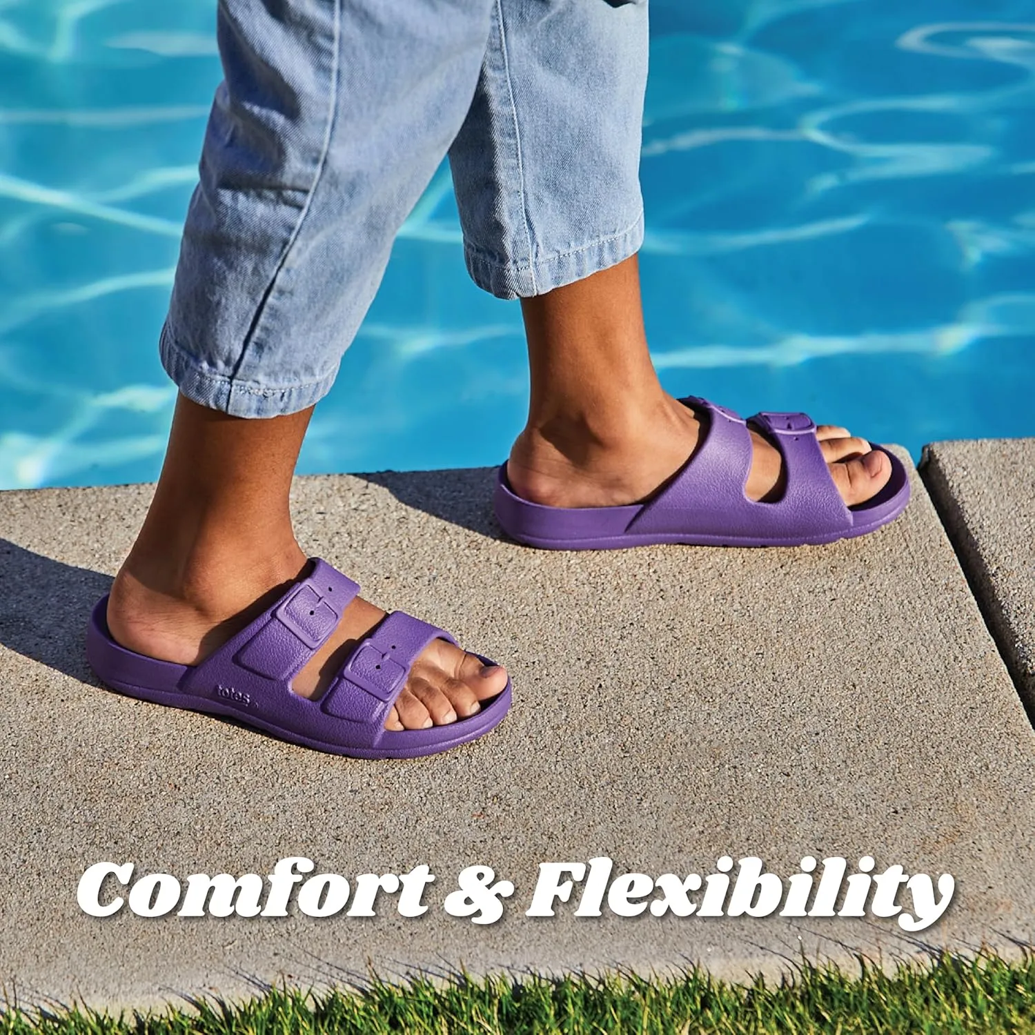 totes Kids Everywear Molded Double Buckle Slide Sandal