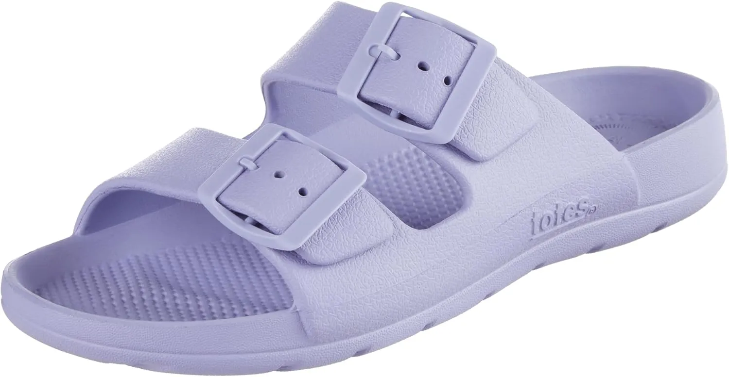 Totes Women's Everywear Adjustable Double Buckle Slide Sandal