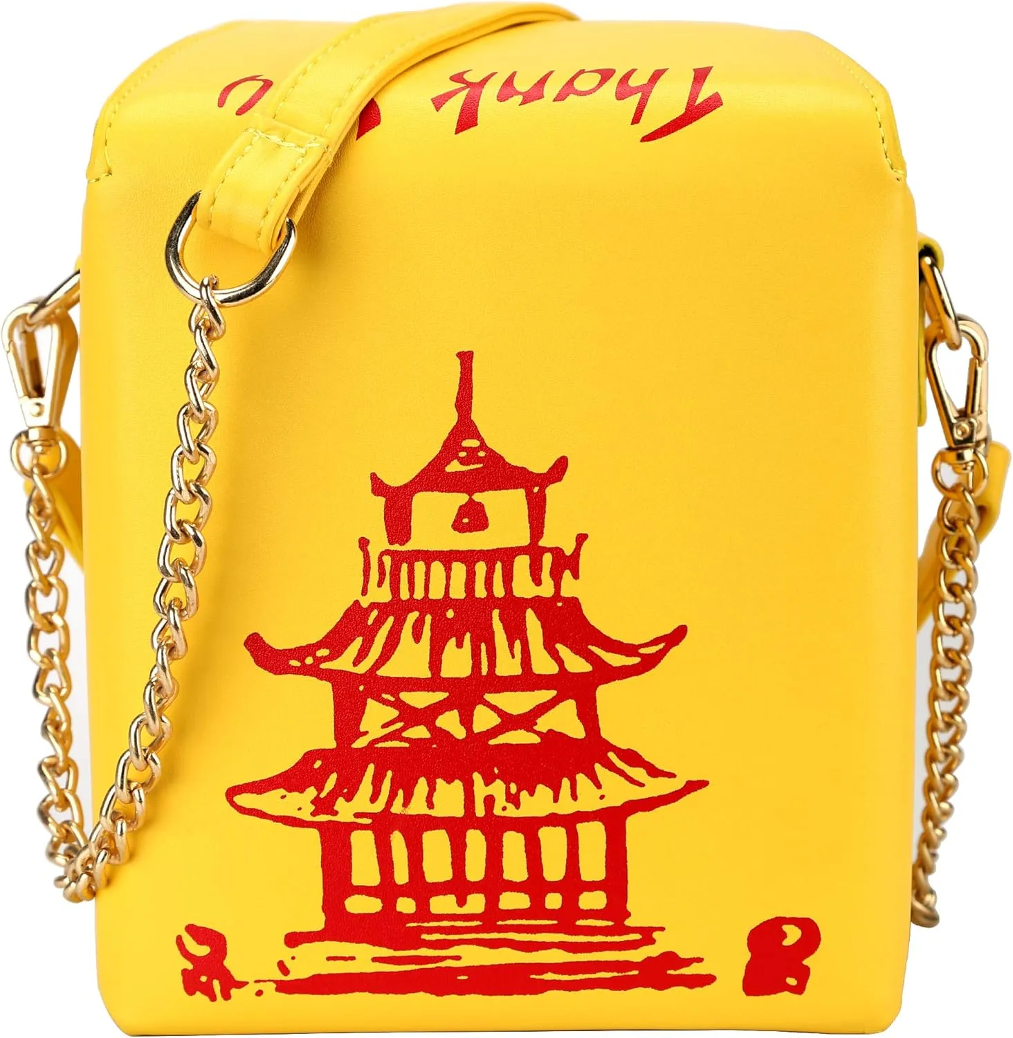 Tower Print Crossbody Shoulder Bag,Pu Chinese Takeout Box Totes Purse for Women