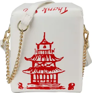 Tower Print Crossbody Shoulder Bag,Pu Chinese Takeout Box Totes Purse for Women