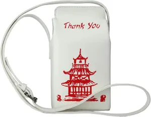 Tower Print Crossbody Shoulder Bag,Pu Chinese Takeout Box Totes Purse for Women