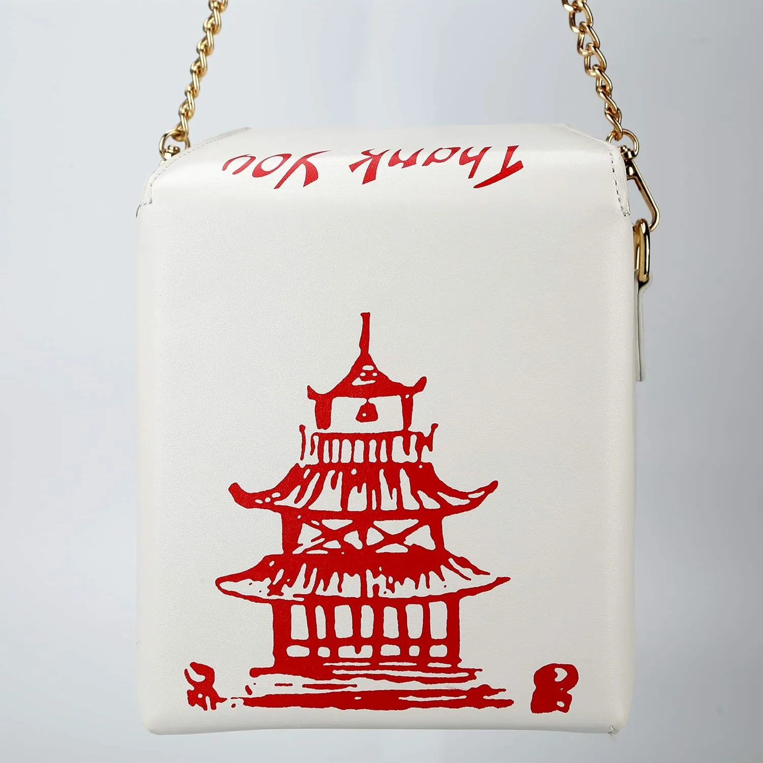 Tower Print Crossbody Shoulder Bag,Pu Chinese Takeout Box Totes Purse for Women