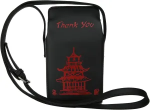 Tower Print Crossbody Shoulder Bag,Pu Chinese Takeout Box Totes Purse for Women