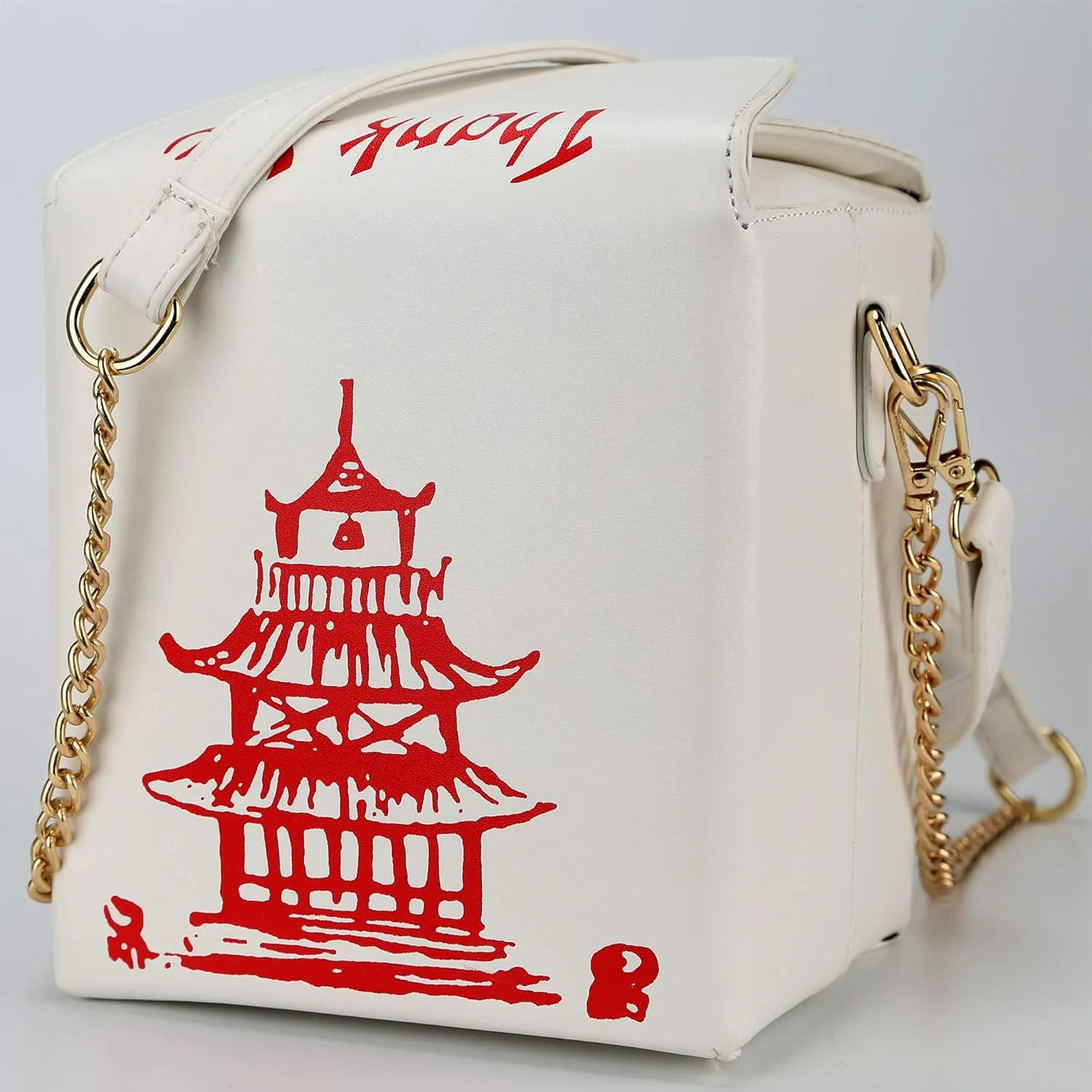 Tower Print Crossbody Shoulder Bag,Pu Chinese Takeout Box Totes Purse for Women