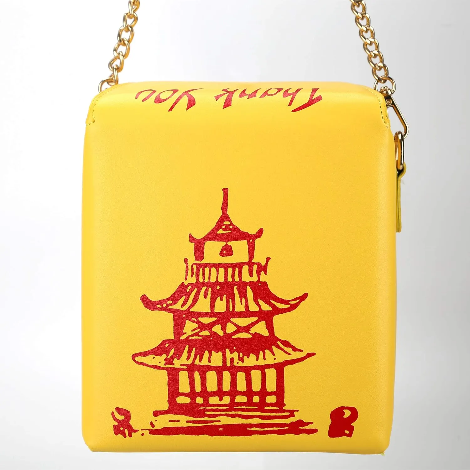 Tower Print Crossbody Shoulder Bag,Pu Chinese Takeout Box Totes Purse for Women