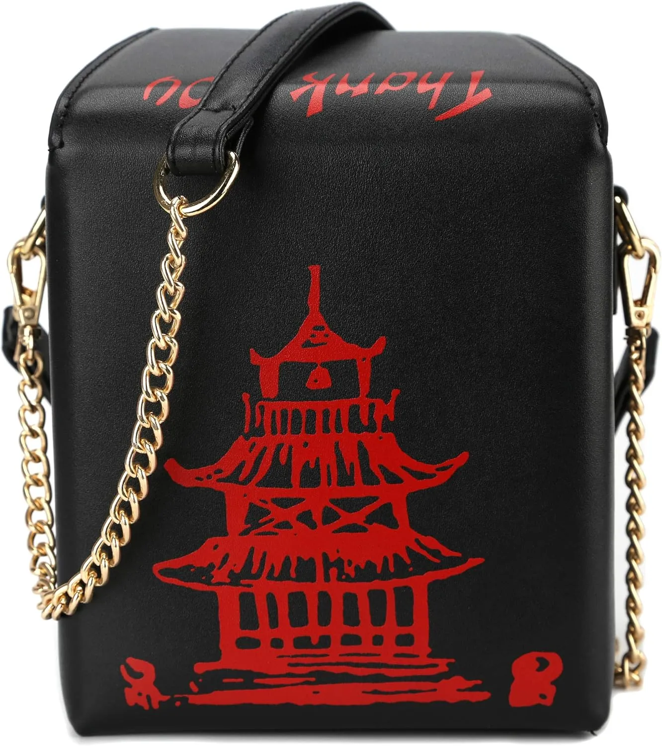 Tower Print Crossbody Shoulder Bag,Pu Chinese Takeout Box Totes Purse for Women