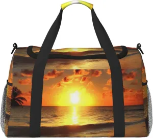 Travel Duffel Bag Lightweight Waterproof Carry On Tote Bag Foldable Weekender Overnight Bags Beach Sunrise Sport Gym Bag For Women Men
