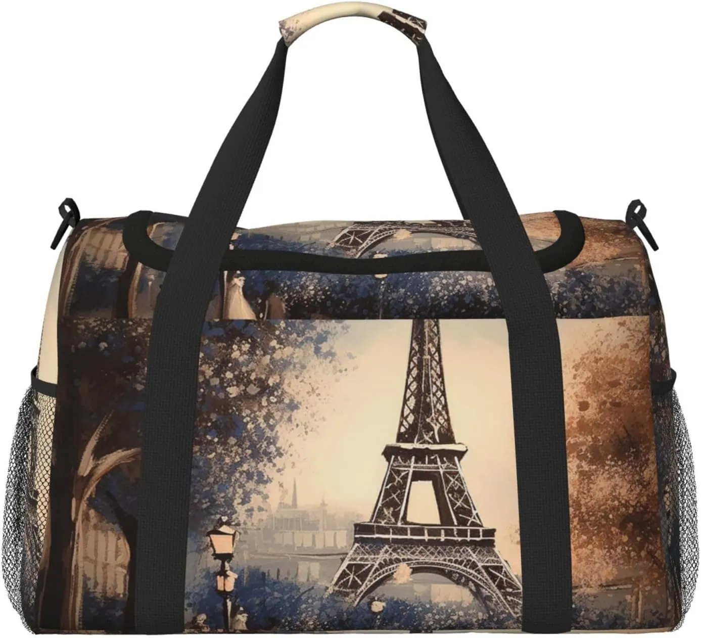 Travel Duffel Bag Lightweight Waterproof Carry On Tote Bag Foldable Weekender Overnight Bags Romantic Paris Eiffel Tower Sport Gym Bag For Women Men