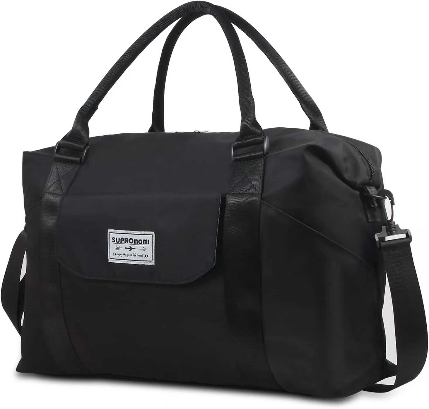 Travel Duffel Bag, Sports Tote Gym Bag, Carry on Bags for Airplanes, Shoulder Weekender with Wet Pocket, Nylon Overnight Crossbody Bag for Women, Yoga Travel must haves Large Bag Black…