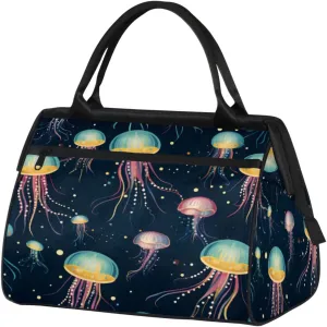 Travel Duffel Bag, Sports Tote Gym Bag, Cute Jellyfish Overnight Weekender Bags Carry on Bag for Women Men, Airlines Approved Personal Item Travel Bag for Labor and Delivery