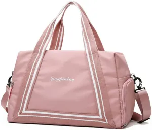 Travel Duffel Bag, Sports Tote Gym Bag for Women, Shoulder Weekender Overnight Bag with with Wet Pocket and Shoes Compartment (pink)