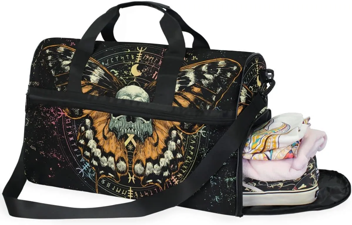 Travel Duffel Bags Mysterious Skull Horoscope Sports Duffel Bag Gym Bag Travel Luggage Overnight Bags for Men Women Duffel Bags with Adjustable Strap for Traveling