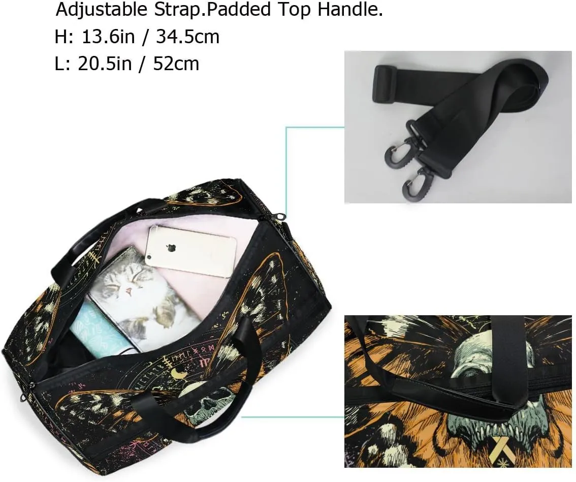 Travel Duffel Bags Mysterious Skull Horoscope Sports Duffel Bag Gym Bag Travel Luggage Overnight Bags for Men Women Duffel Bags with Adjustable Strap for Traveling