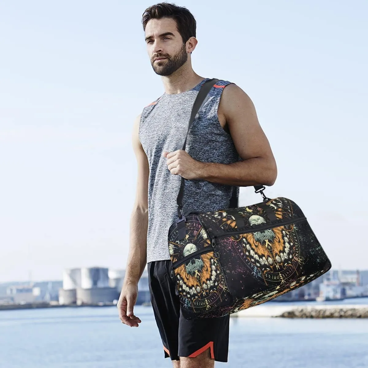 Travel Duffel Bags Mysterious Skull Horoscope Sports Duffel Bag Gym Bag Travel Luggage Overnight Bags for Men Women Duffel Bags with Adjustable Strap for Traveling