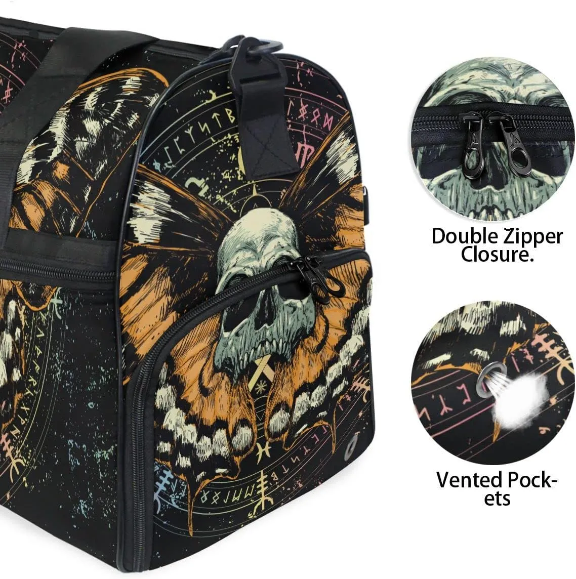Travel Duffel Bags Mysterious Skull Horoscope Sports Duffel Bag Gym Bag Travel Luggage Overnight Bags for Men Women Duffel Bags with Adjustable Strap for Traveling