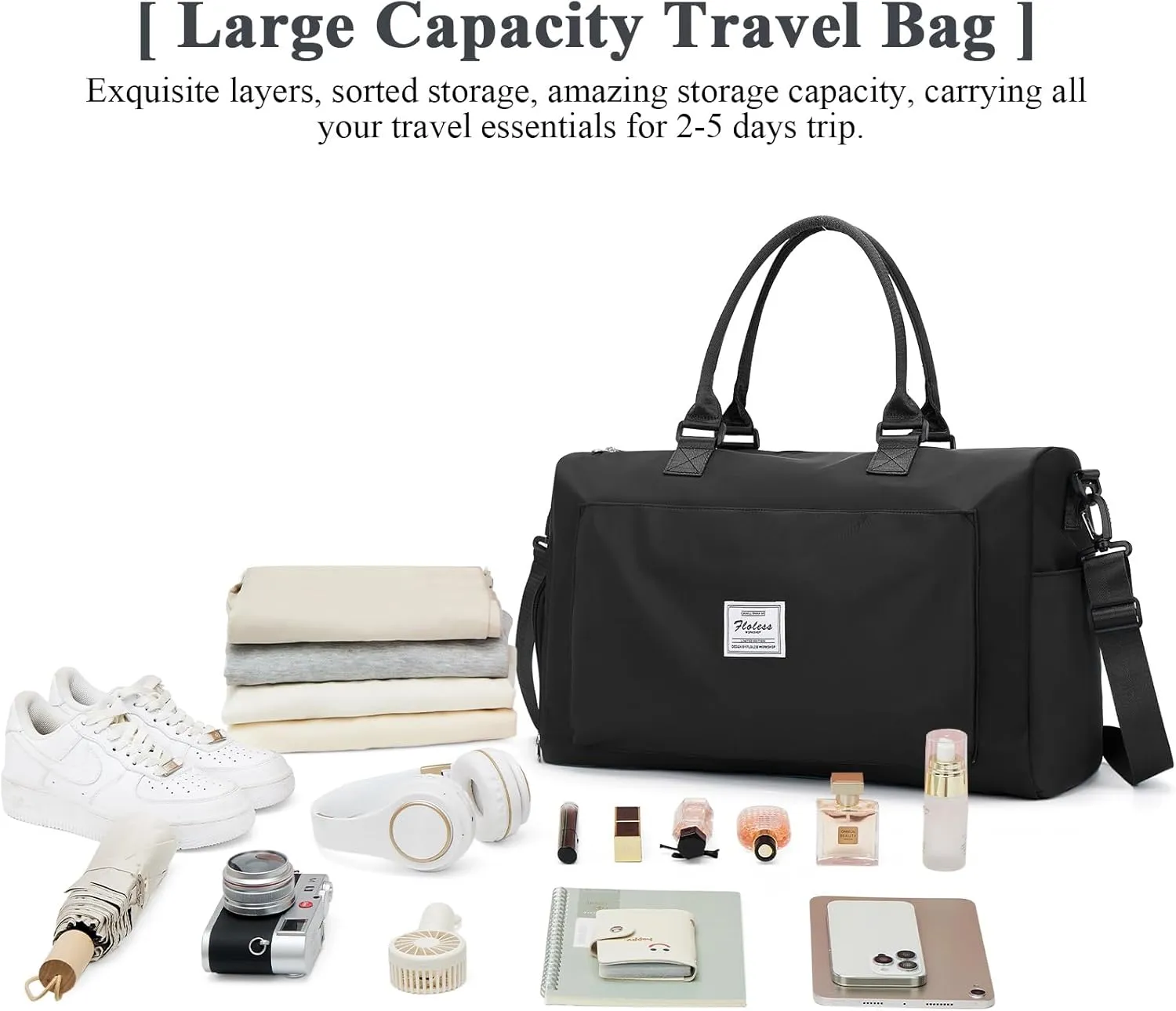 Travel Duffel Bag,Sports Tote Gym Bag,Shoulder Weekender Overnight Bag for Women