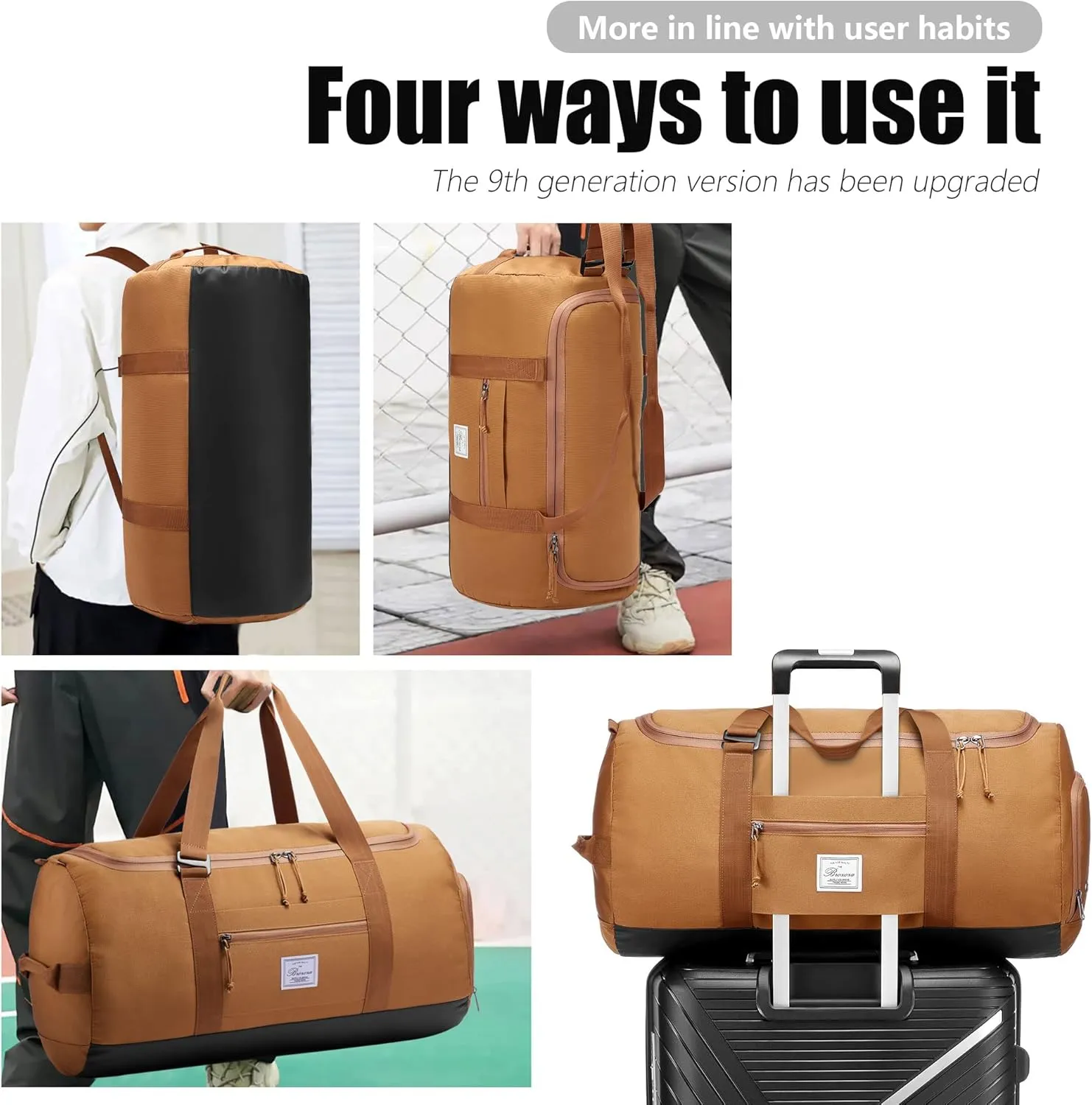 Travel Duffle Bag for Men 65L Large Size Traveling Duffel Bag Weekender Overnight with Shoes Compartment Multifunctional Sports Gym Bags