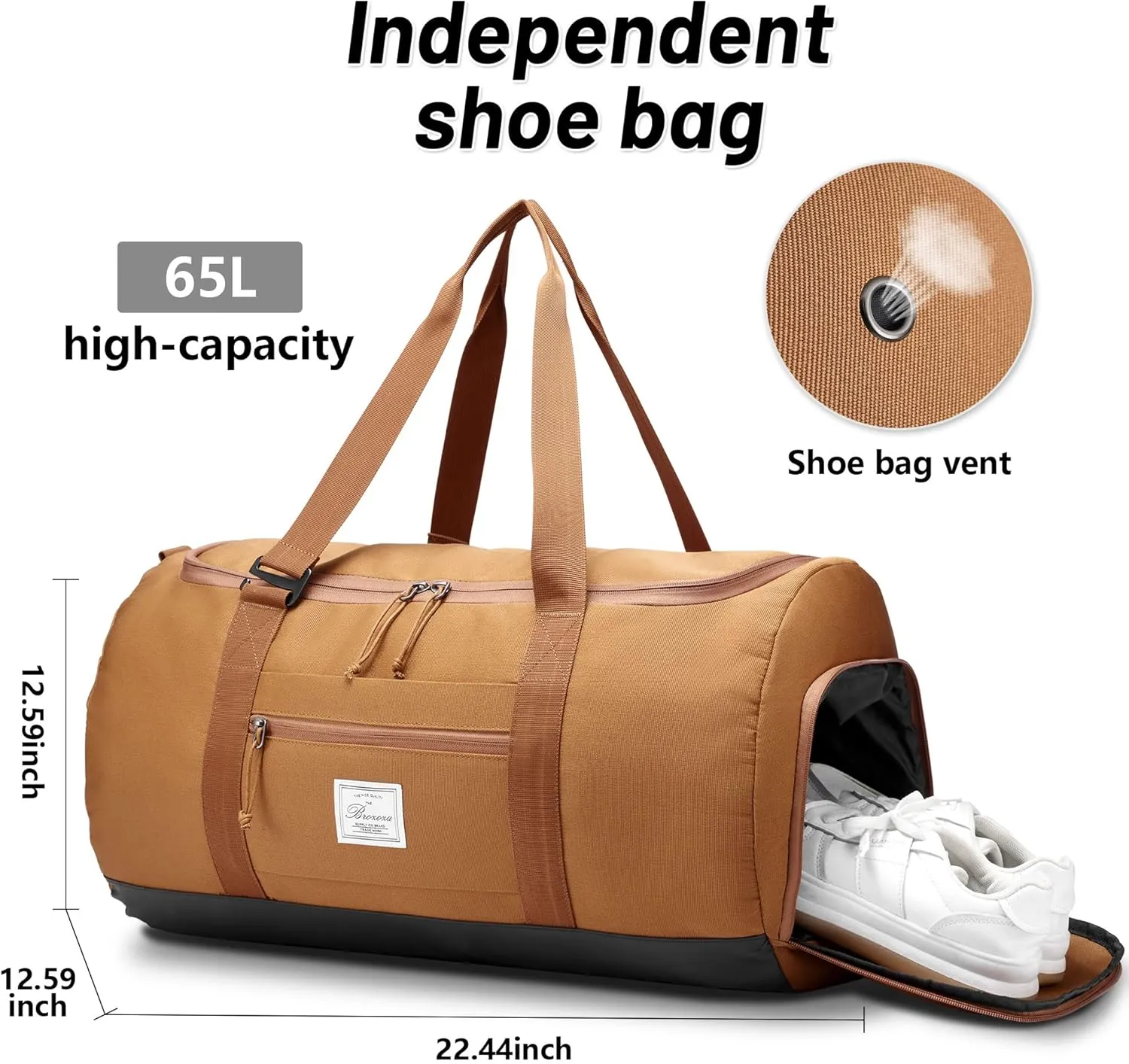 Travel Duffle Bag for Men 65L Large Size Traveling Duffel Bag Weekender Overnight with Shoes Compartment Multifunctional Sports Gym Bags