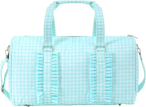 Travel Duffle Bag Gingham Green Tote Bag Overnight Bag Cute Weekend Gym Bag Airlines Carry on Luggage