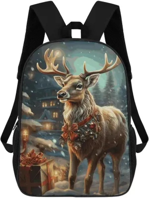 Travel Laptop Backpack Christmas Gift Reindeer Backpack for Men Women Casual Daypack Computer Bag for Hiking Business