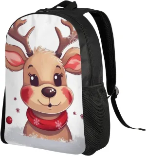 Travel Laptop Backpack Lightweight Computer Bag Cute Xmas Reindeer Casual Daypack Nurse Bag Business Work Bag
