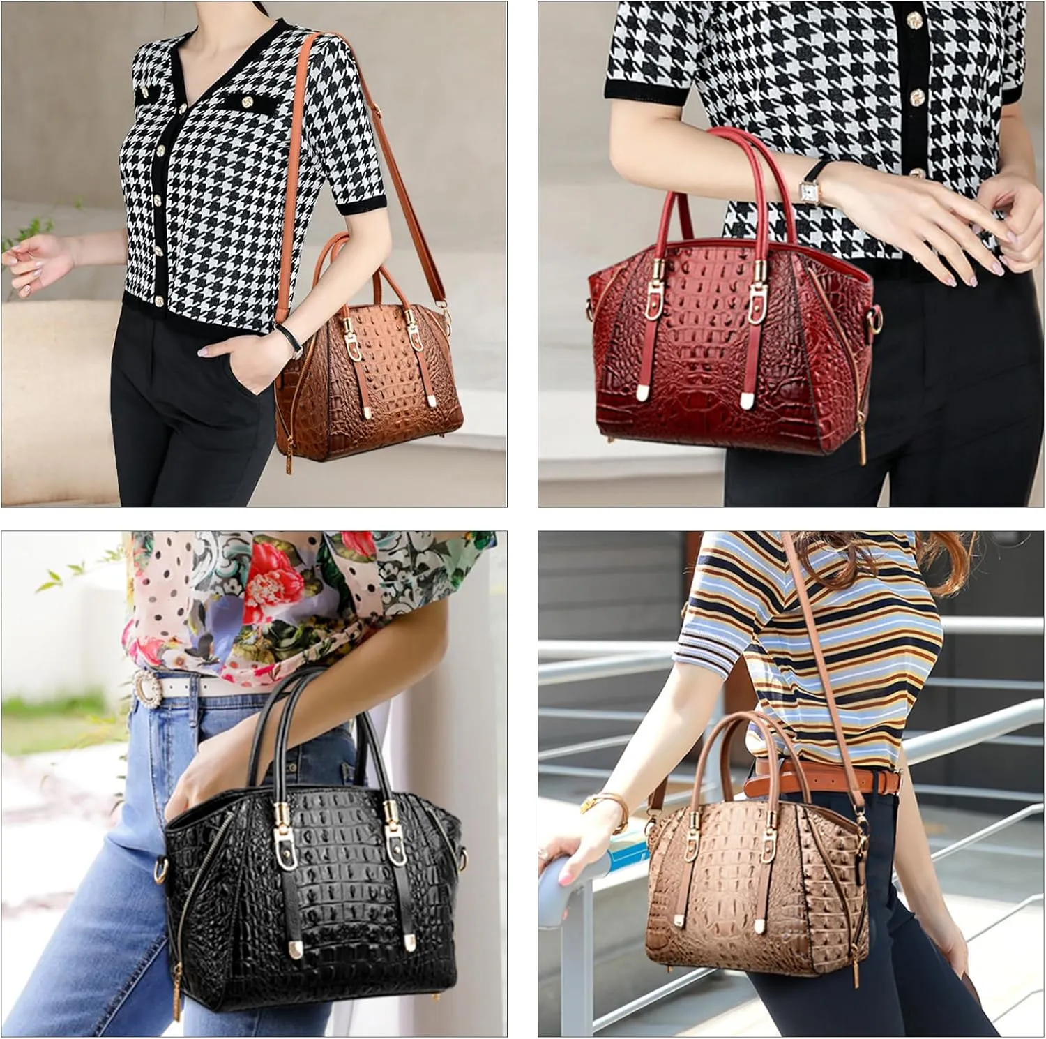Trendy Crocodile Handbags for Women: Large Capacity Leather Handbag Crossbody Bags with Shoulder Strap Ideal Choice