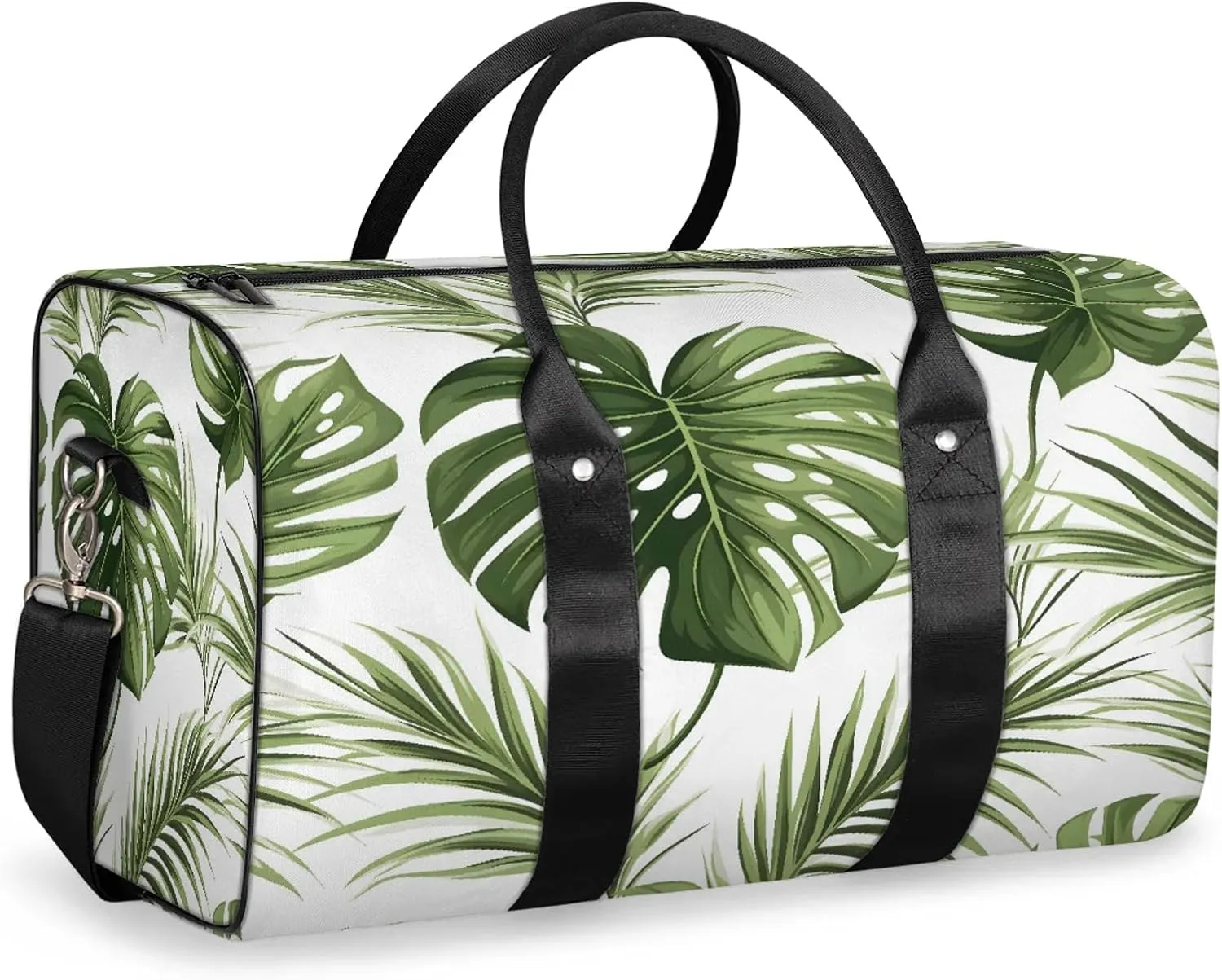 Tropical Plant Palm Leaves Travel Duffle Bag, Sports Gym Bags for Women Men, Carry On Weekender Overnight Workout Airplane Trips Bag