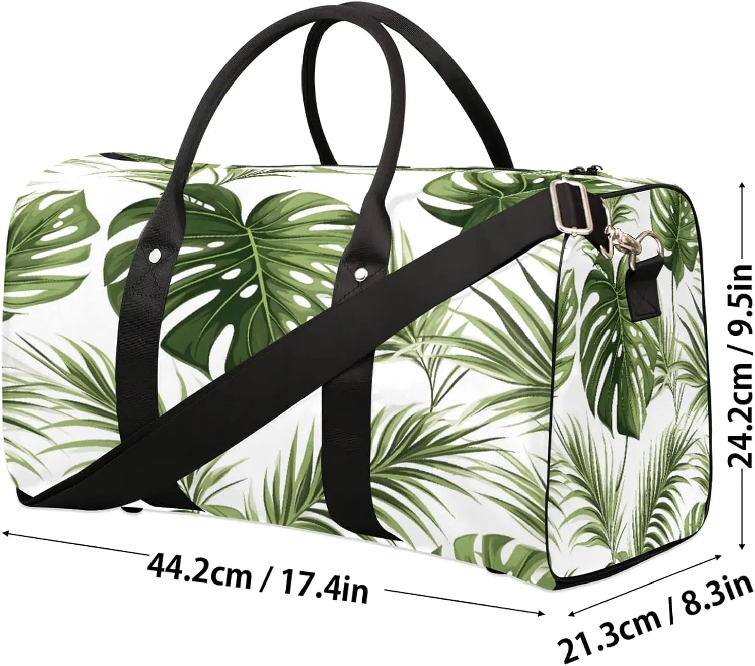 Tropical Plant Palm Leaves Travel Duffle Bag, Sports Gym Bags for Women Men, Carry On Weekender Overnight Workout Airplane Trips Bag